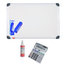 Pachet Tabla Magnetica + calculator birou Milan, markere tabla magnetica+burete, spray curatare